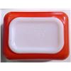 Image 6 : 1 - Blue (no lid) & 2 - Red Refrigerator Dishes (with lids) - 1 chipped lid