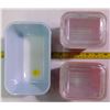 Image 8 : 1 - Blue (no lid) & 2 - Red Refrigerator Dishes (with lids) - 1 chipped lid