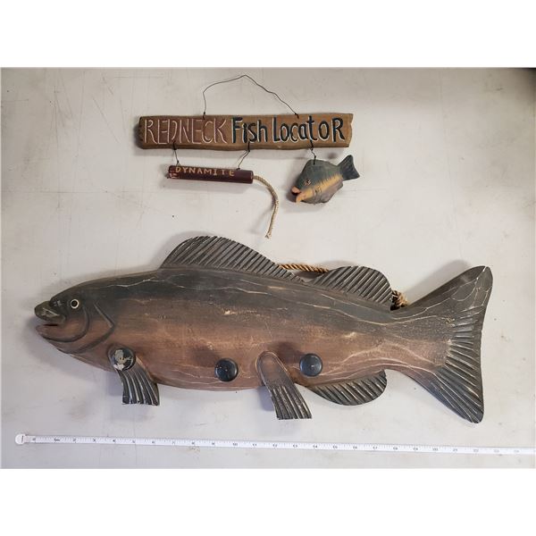 TWO HANGING FISHING DECORATIONS