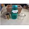 Image 1 : 2 GLASS JARS & COPPER MUG (AQUA COLOUR BALL IDEAL)