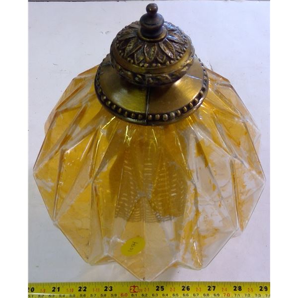Vintage Gold Glass Light Fixture some paint flaking