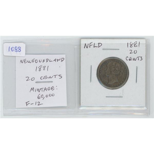 1881 Canadian 20c Coin F12