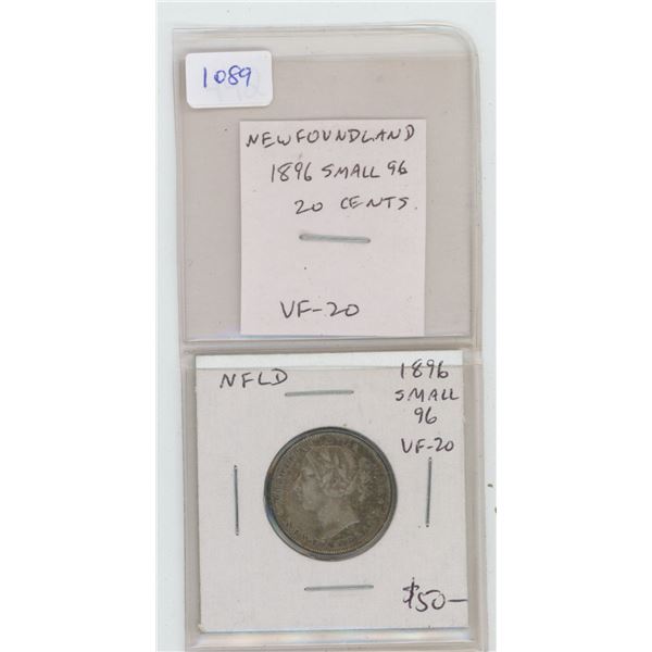 1896 Canadian 20c Coin VF20