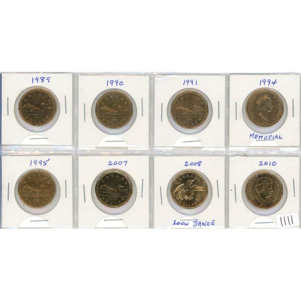 Eight loonie coins - MS60