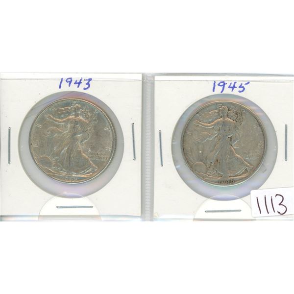 1943 & 1945 U.S.A. half dollars - .900 silver