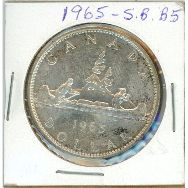 1965 Canadian silver dollar - sm beads, blunt 5