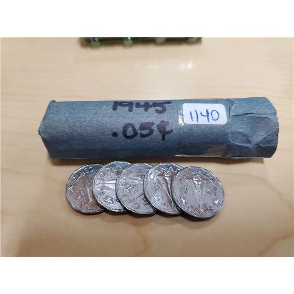1945 5 cent roll -40 coins