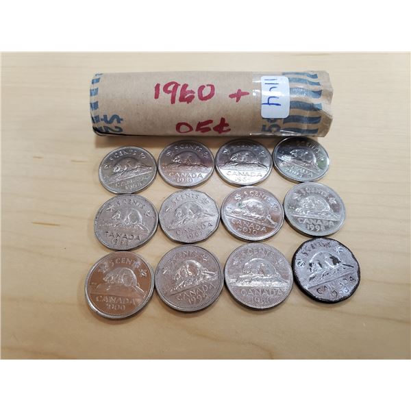 1960 + up 5 cent roll -40 coins