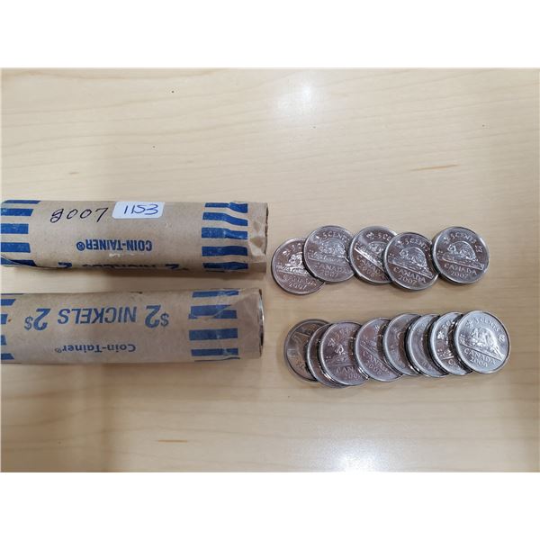 2007 + 2008 5 cent roll -80 coins