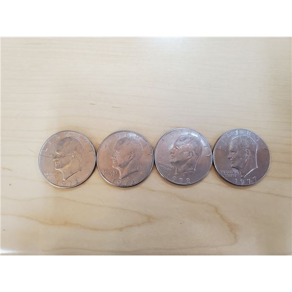 4 x us one dollars 3-1972, 1-1977