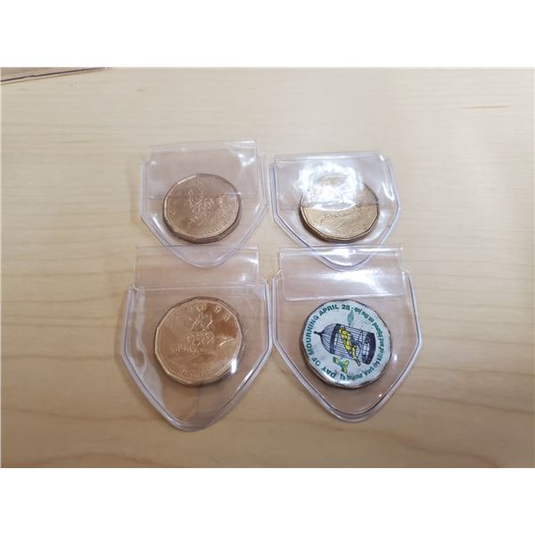 4 canadian loonies 3-2004 olympic, 1-unknown