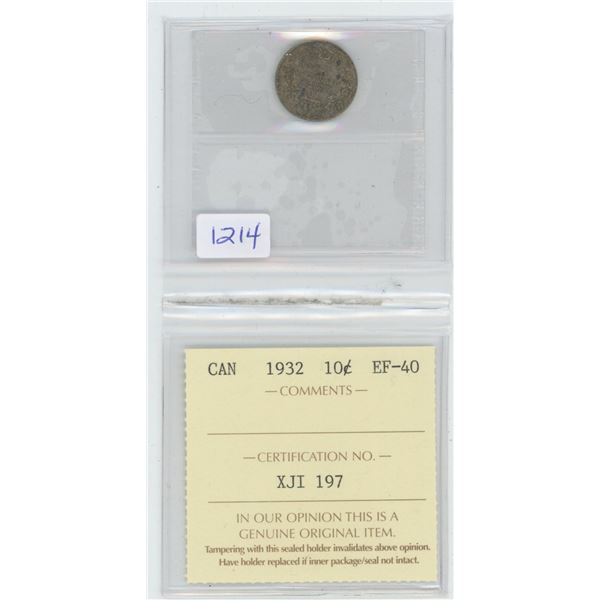 1932 Canadian Dime EF40