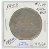 Image 1 : 1953 Canadian $1 Coin