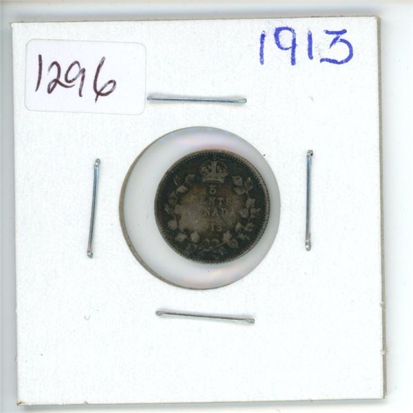 1913 Canadian 5 Cent Coin