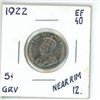 Image 2 : 1922 Canadian 5 Cent Coin (Near Rim)