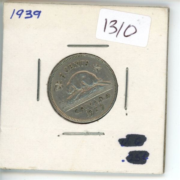 1939 Canadian 5 Cent Coin