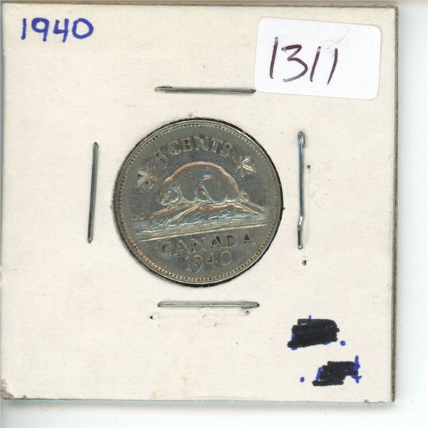 1940 Canadian 5 Cent Coin