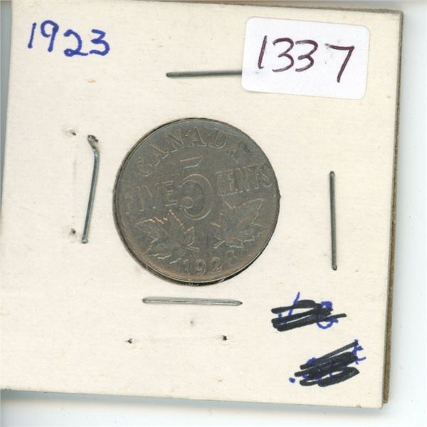 1923 Canadian 5 Cent Coin