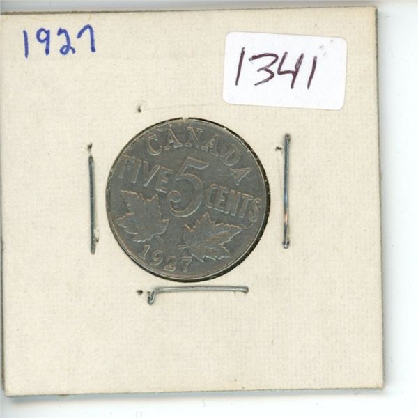 1927 Canadian 5 Cent Coin