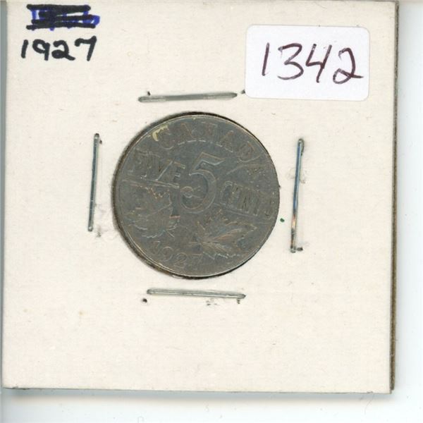 1927 Canadian 5 Cent Coin