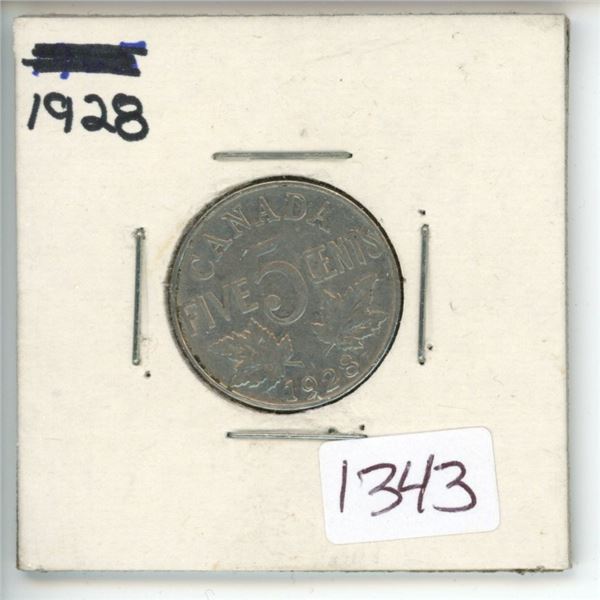 1928 Canadian 5 Cent Coin