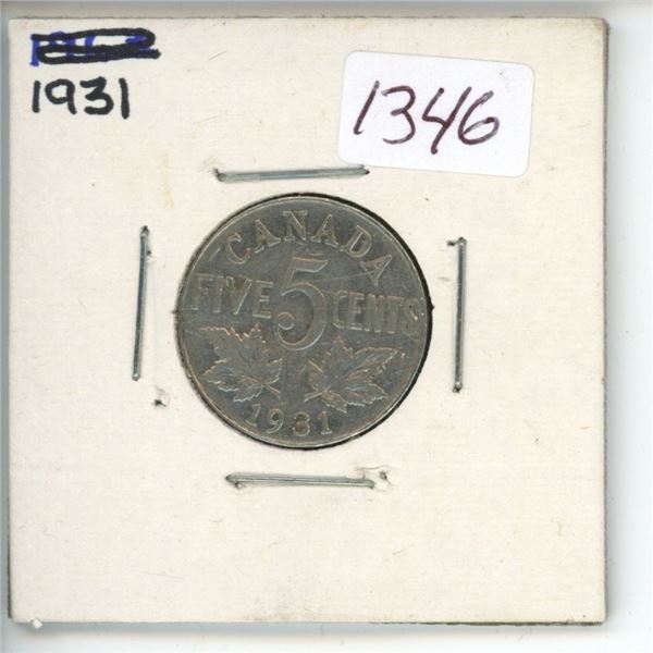 1931 Canadian 5 Cent Coin