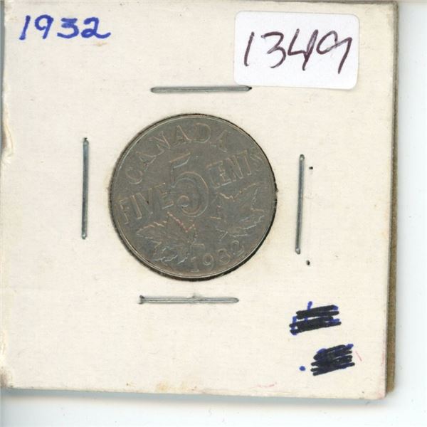 1932 Canadian 5 Cent Coin