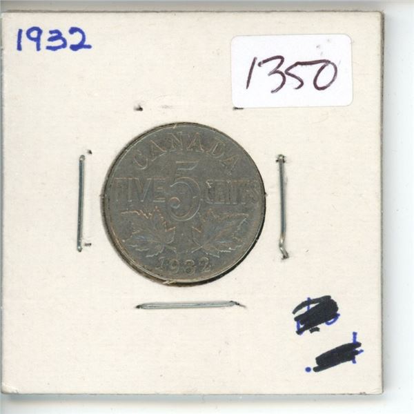 1932 Canadian 5 Cent Coin