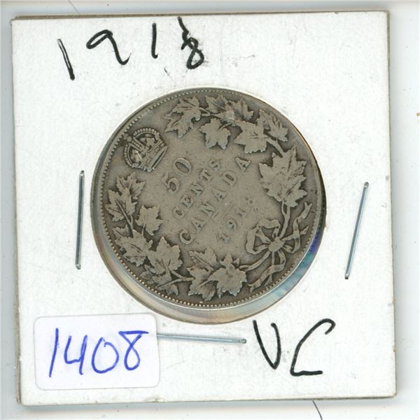 1918 Canadian Half Dollar - 50 cent Coin