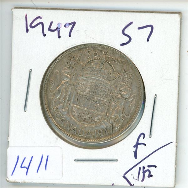 1947 Canadian Half Dollar - 50 cent Coin