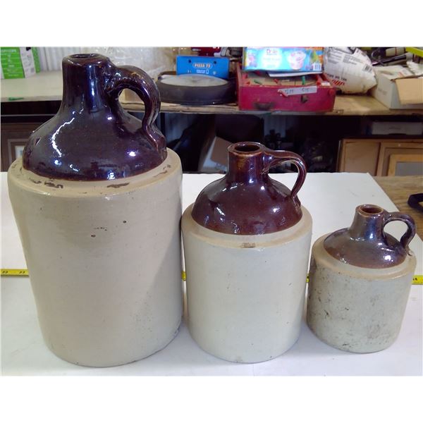Set of 3 Whiskey Jugs (1 Gallon, 1/2 Gallon, 1/4 Gallon)