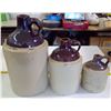 Image 1 : Set of 3 Whiskey Jugs (1 Gallon, 1/2 Gallon, 1/4 Gallon)