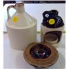 Image 3 : Set of 2 Decorative Whiskey Jugs (small) & 1 Pickle Jar Lid