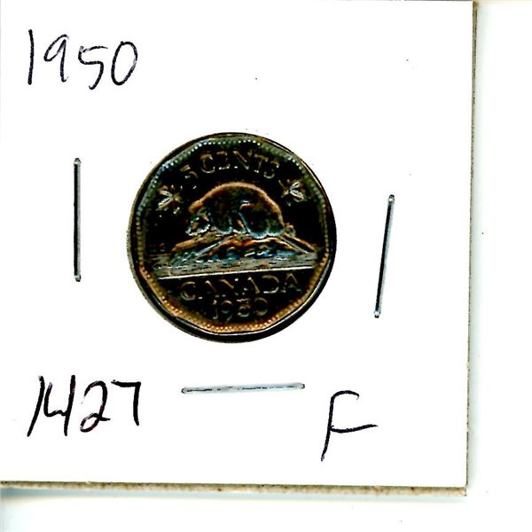 1950 Canadian 5 Cent Nickel Coin