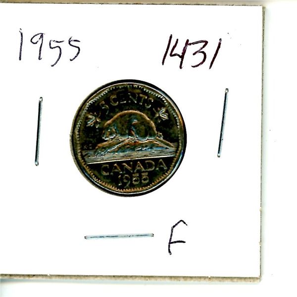1955 Canadian 5 Cent Nickel Coin