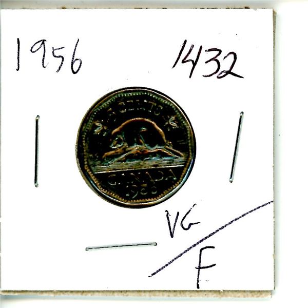 1956 Canadian 5 Cent Nickel Coin