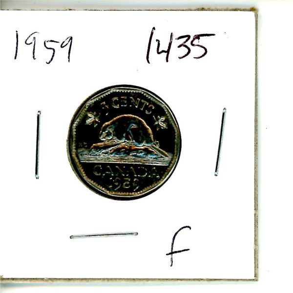 1959 Canadian 5 Cent Nickel Coin