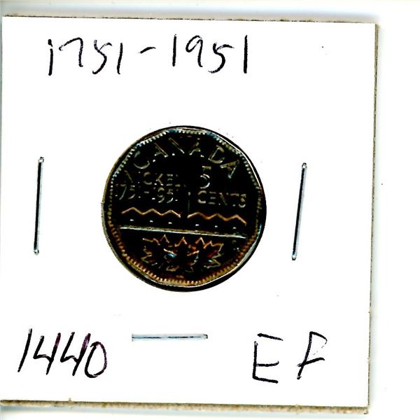 1951 Canadian 5 Cent Nickel Coin (1751-1951)