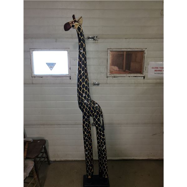1993 Indonesia Wood Carving Giraffe - 6'8" High (80")