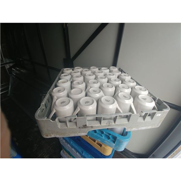 DISH WASHER RACK W/ 31 COFFEE CUPS (NO CHIPS)