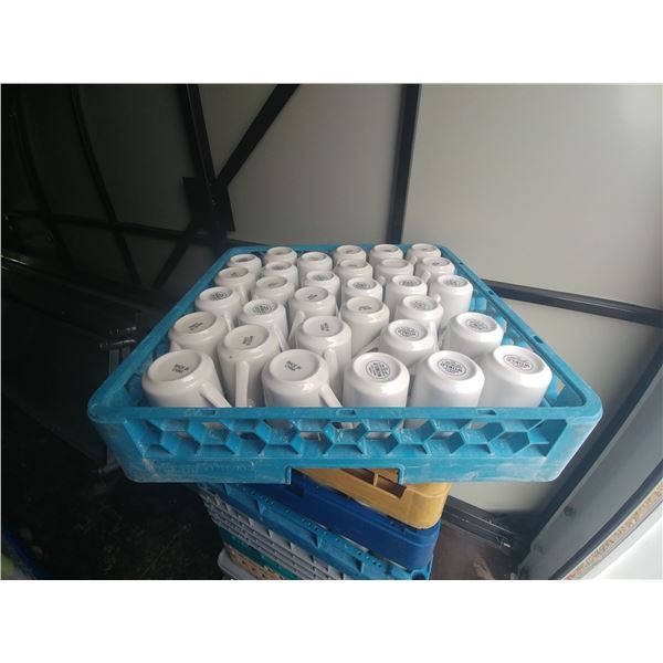 DISH WASHER RACK W/ 31 COFFEE CUPS (NO CHIPS)