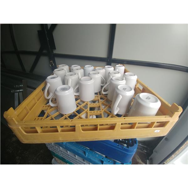 DISH WASHER RACK W/ 18 COFFEE CUPS (NO CHIPS)