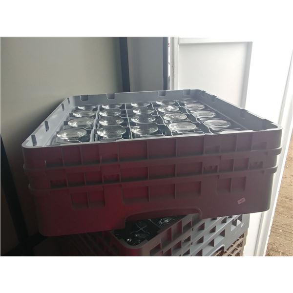 DISH WASHER RACK W/ 25 FOOTED WATER GLASSES