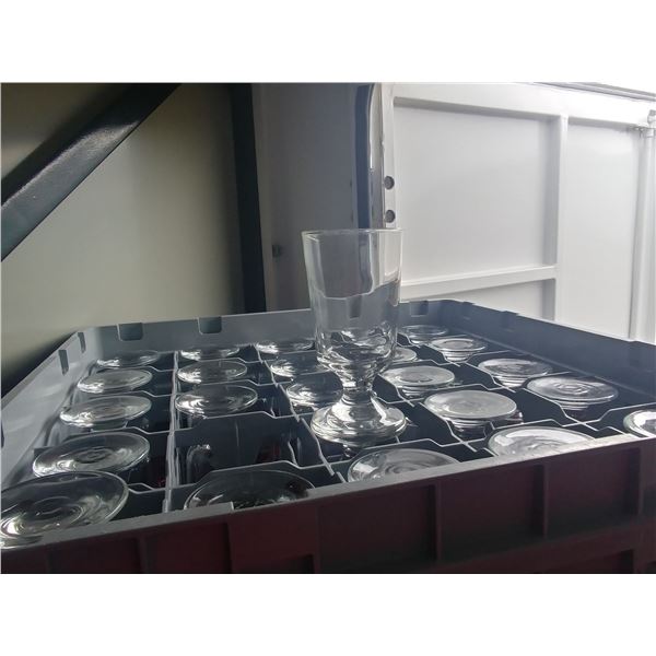 DISH WASHER RACK W/ 25 FOOTED WATER GLASSES