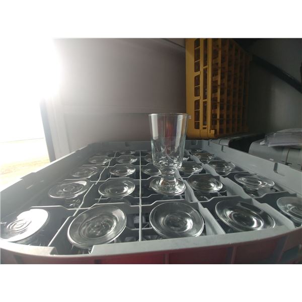 DISH WASHER RACK W/ 25 FOOTED WATER GLASSES