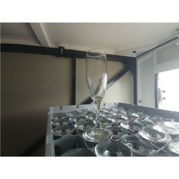 DISH WASHER RACK W/ 49 CHAMPAGNE FLUTES