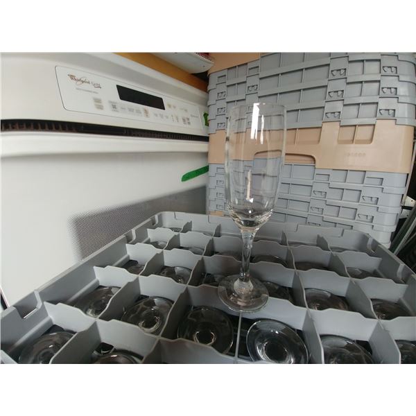 DISH WASHER RACK W/ 36 CHAMPAGNE FLUTES