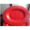 Image 2 : 5 LARGE RED OVAL PLATTERS W/NON-SLIP BASES
