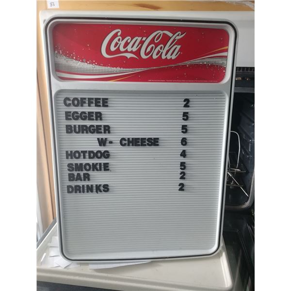 COCA COLA MENU BOARD