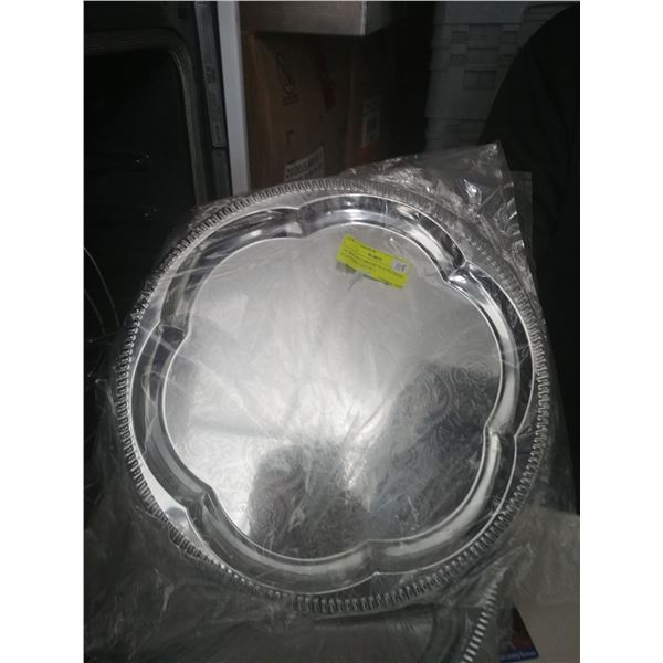 3-NEW 14" ROUND CHROME PLATTERS